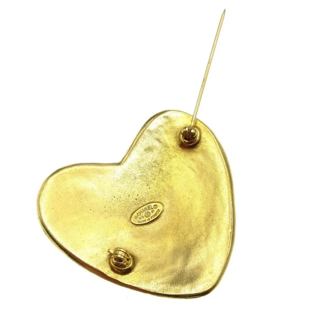 Auth Chanel Heart Brooch Gold - Picture 5 of 5